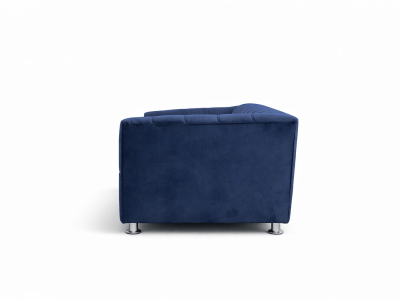 Navy Channel-Tufted Sofa