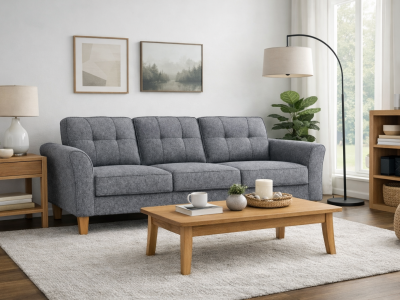 Grey Fabric Tufted Sofa