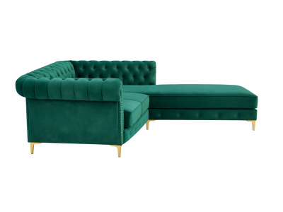 Green Chesterfield Sectional Couch