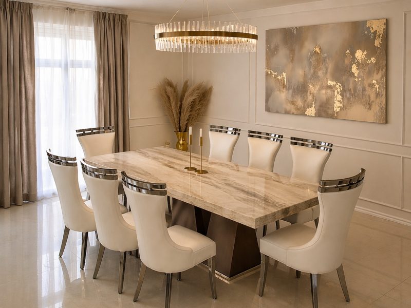 Luxury 8-Seater Marble Dining Ensemble