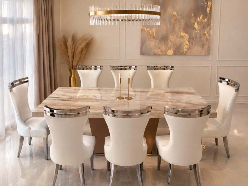 Luxury 8-Seater Marble Dining Ensemble